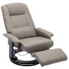 Faux Leather Manual Recliner,Adjustable Swivel Lounge Chair with Footrest,Can Rotate 360 Degrees,L-right Angle Curved Wooden Frame, Armrest and Wrappe