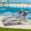 Outdoor Chaise Lounge Set of 2 Patio Recliner Chairs with Adjustable Backrest and Removable Pillow for Indoor&Outdoor Beach Pool Sunbathing Lawn (Gray