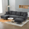 110'' Wide Reversible Left or Right Chaise of Sectional Sofa U-Shape Convertible Sofa Couch 4-Seat Couch with Chaise Lounge Upholstered for Living Roo