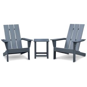 Outdoor Adirondack Chair Set of 2 and Table Set,HDPE All-weather Fire Pit Chair, Ergonomic Design Patio Lawn Chair for Outside Deck Garden Backyard Ba