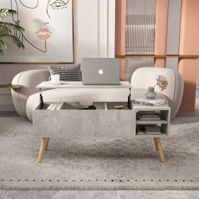 Solid wood legsCoffee Table,Accent Furniture Home Decor,Open Storage Shelf,Storage Coffee Table with Hidden Compartment and Adjustable Storage Shelf,L