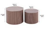 MDF nested table set 2 pieces, handcrafted round coffee table in living/lounge area, walnut color