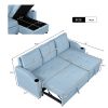 80.3" Orisfur. Pull Out Sofa Bed Modern Padded Upholstered Sofa Bed , Linen Fabric 3 Seater Couch with Storage Chaise and Cup Holder , Small Couch for