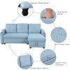 80.3" Orisfur. Pull Out Sofa Bed Modern Padded Upholstered Sofa Bed , Linen Fabric 3 Seater Couch with Storage Chaise and Cup Holder , Small Couch for