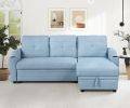 80.3" Orisfur. Pull Out Sofa Bed Modern Padded Upholstered Sofa Bed , Linen Fabric 3 Seater Couch with Storage Chaise and Cup Holder , Small Couch for