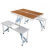 Aluminum Alloy Table And Chair One Piece Camping One Piece Table And Chair Wood Grain Color