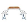 Aluminum Alloy Table And Chair One Piece Camping One Piece Table And Chair Wood Grain Color