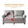 Linen Fabric Upholstery with Storage Loveseat (Grey)