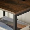 End Table with Charging Station, Nightstand with USB Port, Outlet and Fabric Bag, 2 Drawers & Open Storage Shelf Side Table, Sofa Cabinet for Living R