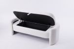 2152 Footstool with storage function beige teddy fabric suitable for hallway bedroom living room