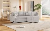 87.4"Sectional Sleeper Sofa with USB Charging Port and Plug Outlet,Pull-Out Sofa Bed with 3 Pillows, L-Shape Chaise for Living Room Small Apartment,Bl