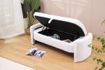 2152 Footstool with storage function beige teddy fabric suitable for hallway bedroom living room