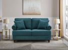 Modern Sofa for Living Room,61" Green Chenille Sofa Couch, Sectional Love Seat Sofa Couch with Brown Legs, Upholstered Sofa for Apartment Bedroom Home