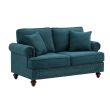 Modern Sofa for Living Room,61" Green Chenille Sofa Couch, Sectional Love Seat Sofa Couch with Brown Legs, Upholstered Sofa for Apartment Bedroom Home