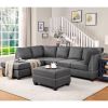 104.5" Reversible Sectional Sofa Space Saving with Storage Ottoman Rivet Ornament L-shape Couch for Small or Large Space Dorm Apartment,Gray(old SG000