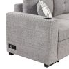 83.8" Sectional Pull-Out Sofa Bed L-Shaped Corner Sofa Couch with Storage Chaise, USB Ports, Power Sockets, Cup Holder for Living Room, Bedroom, Study