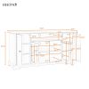 U-Can TV Stand for TV up to 65in with 2 Tempered Glass Doors Adjustable Panels Open Style Cabinet, Sideboard for Living room, Black