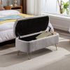 Grey Storage Ottoman Bench for End of Bed Gold Legs, Modern Grey Faux Fur Entryway Bench Upholstered Padded with Storage for Living Room Bedroom