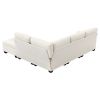 [VIDEO provided][New]89.8*60.2" Modern Sectional Sofa,5-Seat Modular Couch Set with Convertible Ottoman,L-Shape Linen Fabric Corner Couch Set with 2 P