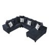 [VIDEO provided] [New] 110*85" Modern U Shape Sectional Sofa, Velvet Corner Couch with Lots of Pillows Included,Elegant and functional indoor furnitur