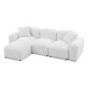 L-Shape Modular Sectional Sofa, DIY Combination,Teddy Fabric,White