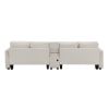 [VIDEO provided] [New] 114.2" Upholstered Sofa with Console, 2 Cupholders and 2 USB Ports Wired or Wirelessly Charged, Modern Linen Fabric Couches wit