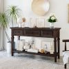 TREXM Classic Retro Style Console Table with Three Top Drawers and Open Style Bottom Shelf, Easy Assembly (Espresso)