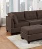 Contemporary Modular Sectional 7pc Set Living Room Furniture Corner L-Sectional Black Coffee Linen Like Fabric Tufted Nail heads 2x Corner Wedge 3x Ar