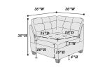 Living Room Furniture Antique Grey Modular Sectional 7pc Set Breathable Leatherette Tufted Couch 2x Corner Wedge 3x Armless Chairs and 2x Ottoman L-Sh