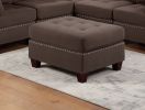 Modular Sectional 6pc Set Living Room Furniture Corner Sectional Tufted Nail heads Couch Black Coffee Linen Like Fabric 3x Corner Wedge 2x Armless Cha