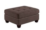 Contemporary Modular Sectional 8pc Set Living Room Furniture Corner L-Sectional Black Coffee Linen Like Fabric Tufted Nail heads 3x Corner Wedge 3x Ar