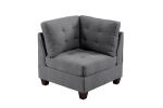 Modular Sofa Set 6pc Set Living Room Furniture Sofa Loveseat Tufted Couch Nail heads Gray Linen Like Fabric 4x Corner Wedge 1x Armless Chair and 1x Ot