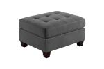 Modular Sofa Set 6pc Set Living Room Furniture Sofa Loveseat Tufted Couch Nail heads Gray Linen Like Fabric 4x Corner Wedge 1x Armless Chair and 1x Ot