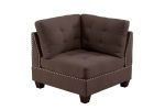 Contemporary Modular Sectional 8pc Set Living Room Furniture Corner L-Sectional Black Coffee Linen Like Fabric Tufted Nail heads 3x Corner Wedge 3x Ar