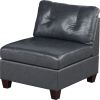 Contemporary Genuine Leather Black Tufted 6pc Modular Sectional Set 3x Corner Wedge 2x Armless Chair 1x Ottoman Living Room Furniture Sofa Couch