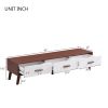 U-Can Modern TV Stand with 3 Drawers Adorned with Embossed Patterns for 65+ Inch TV, Rectangle Entertainment Center with Ample Storage Space for Livin