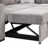 83.8" Sectional Pull-Out Sofa Bed L-Shaped Corner Sofa Couch with Storage Chaise, USB Ports, Power Sockets, Cup Holder for Living Room, Bedroom, Study