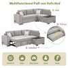 83.8" Sectional Pull-Out Sofa Bed L-Shaped Corner Sofa Couch with Storage Chaise, USB Ports, Power Sockets, Cup Holder for Living Room, Bedroom, Study