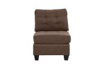 Modular Sectional 6pc Set Living Room Furniture U-Sectional Tufted Nail heads Couch Black Coffee Linen Like Fabric 2x Corner Wedge 2x Armless Chairs a