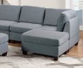 Modular Sectional 9pc Set Living Room Furniture Corner Sectional Couch Grey Linen Like Fabric 3x Corner Wedge 4x Armless Chairs and 2x Ottomans
