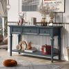 TREXM Classic Retro Style Console Table with Three Top Drawers and Open Style Bottom Shelf, Easy Assembly (Navy)
