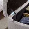 Grey Storage Ottoman Bench for End of Bed Gold Legs, Modern Grey Faux Fur Entryway Bench Upholstered Padded with Storage for Living Room Bedroom