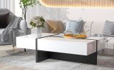 Contemporary Rectangle Design Living Room Furniture, Modern High Gloss Surface Cocktail Table, Center Table for Sofa or Upholstered Chairs, 45.2*25.5*