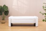 2152 Footstool with storage function beige teddy fabric suitable for hallway bedroom living room