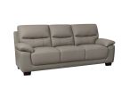 3-Seater Renzo Top Grain Leather Match Sofa In Grey Color