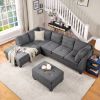 104.5" Reversible Sectional Sofa Space Saving with Storage Ottoman Rivet Ornament L-shape Couch for Small or Large Space Dorm Apartment,Gray(old SG000