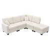 [VIDEO provided][New]89.8*60.2" Modern Sectional Sofa,5-Seat Modular Couch Set with Convertible Ottoman,L-Shape Linen Fabric Corner Couch Set with 2 P