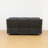 81 inch modern faux leather 3 seater sofa couch with 2 cup holders and two recliner chaise,recliner sofa with padded armrest for living room,dorm Blac