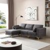 ADF Living Room Furniture Modern Leisure L Shape Couch Dark Grey Fabric