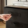End Table with Charging Station, Nightstand with USB Port, Outlet and Fabric Bag, 2 Drawers & Open Storage Shelf Side Table, Sofa Cabinet for Living R